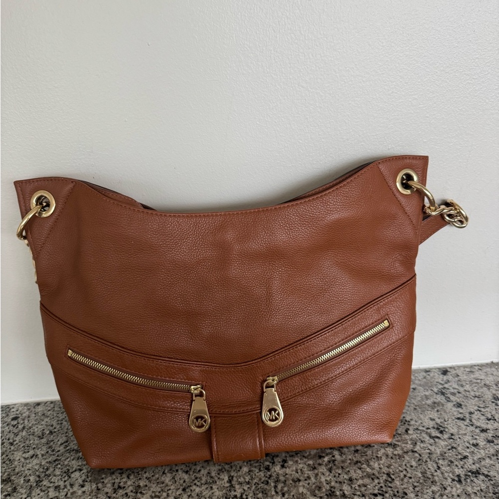 Michael Kors Jamestown Brown Leather Shoulder Bag